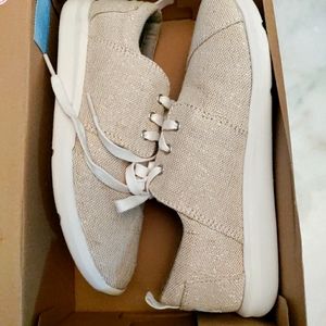Toms Womens Del Rey‎ Natural Metallic Linen Size 7- US -UK- 5 Eur-37